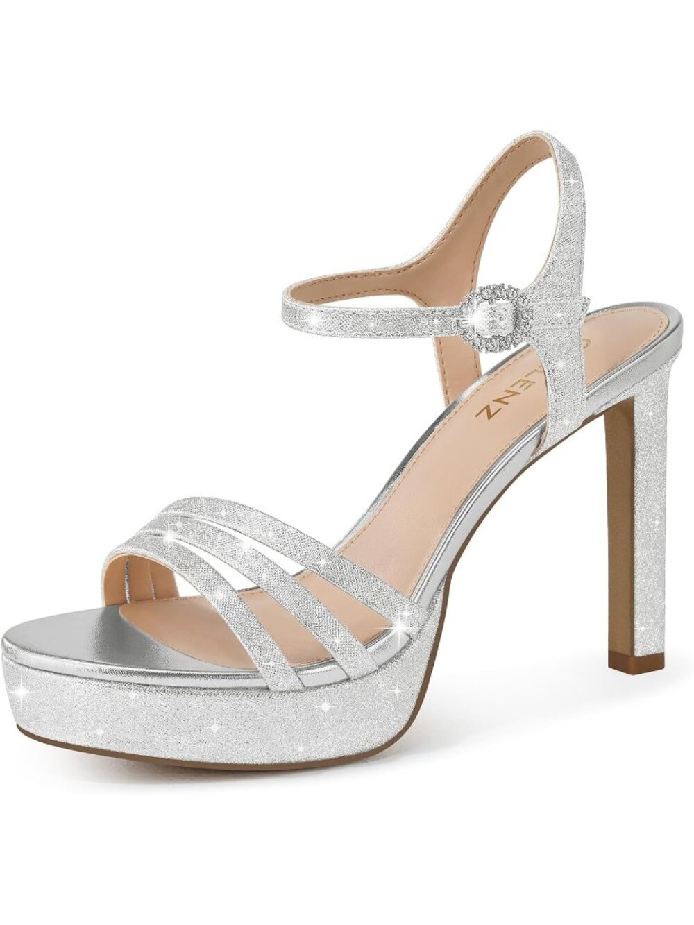 Women's Silver Stylish Comfortable Strappy High Heels 4.3 Inch Heel Sandals